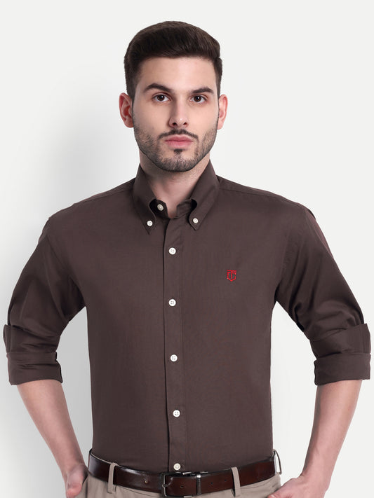 Brown Plain Classic and Comfortable Shirt for All-Day Wear